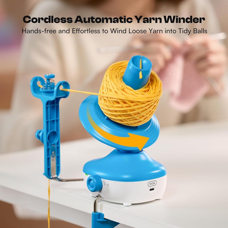 Caydo Electric Yarn Winder, Cordless Rechargeable Automatic Yarn Cake Winder, 2H Long Last Battery Effortless Yarn Winding, Wireless Yarn Spinner for Crocheting, Must-Have Tool for Yarn Enthusiast - Image 2